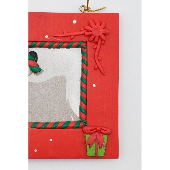 Santa Claus Red Photo Frame Christmas Ornament Candy Cane Picture Holder - Picture 5 of 7